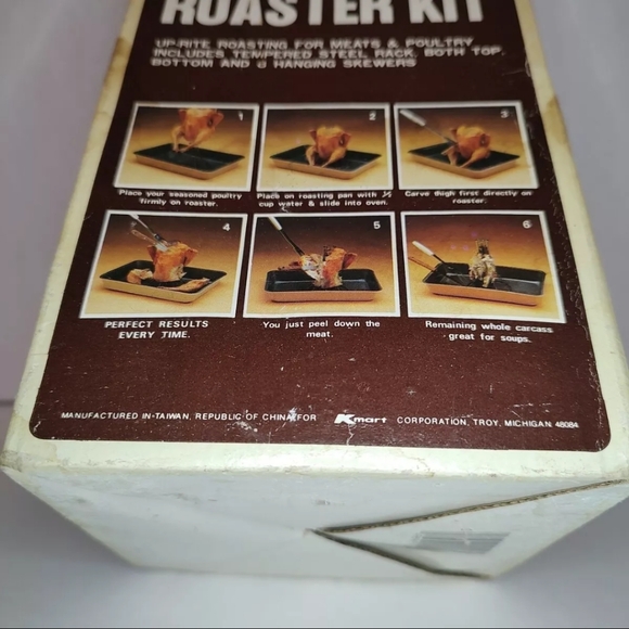 Kmart "The Gourmet Up-Rite Roaster Kit" VTG Steel Top & Bottom Rack & Skewers - Picture 10 of 13